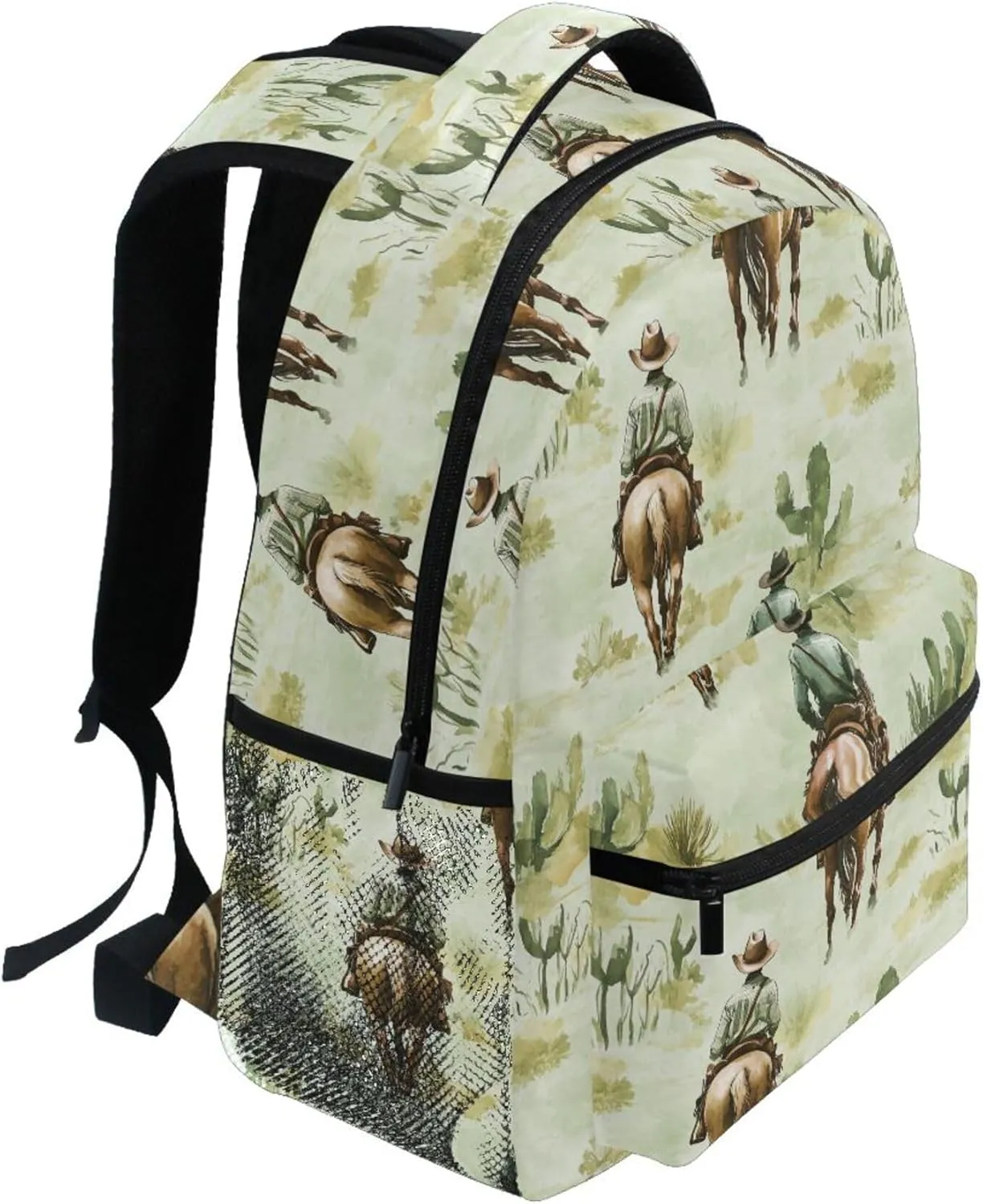 KLL Sport Backpack for Teens Boys Girls Fashion Stylish Travel Bags with Chest Strap for Travel Trip Western Cowboy Horse