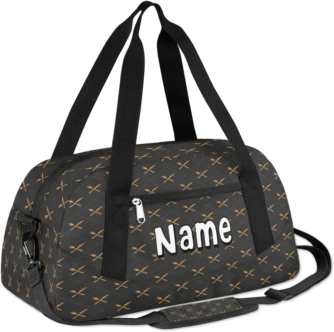Knife Fork Pattern Personalized Kids Duffle Custom Duffel Bag for Little Girls Boys Overnight Bag Mini Gym Duffle Bag 18.5 Inch Retro Weekender Bag for Kids Travel Sport Duffle Bag