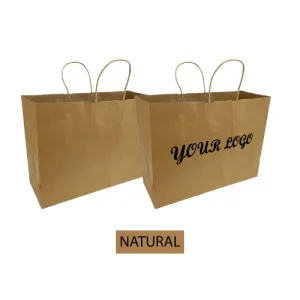 Kraft Paper Bags in Bulk - Fashion Size 250pcs per Box - 16"W x 6"D x 12"H