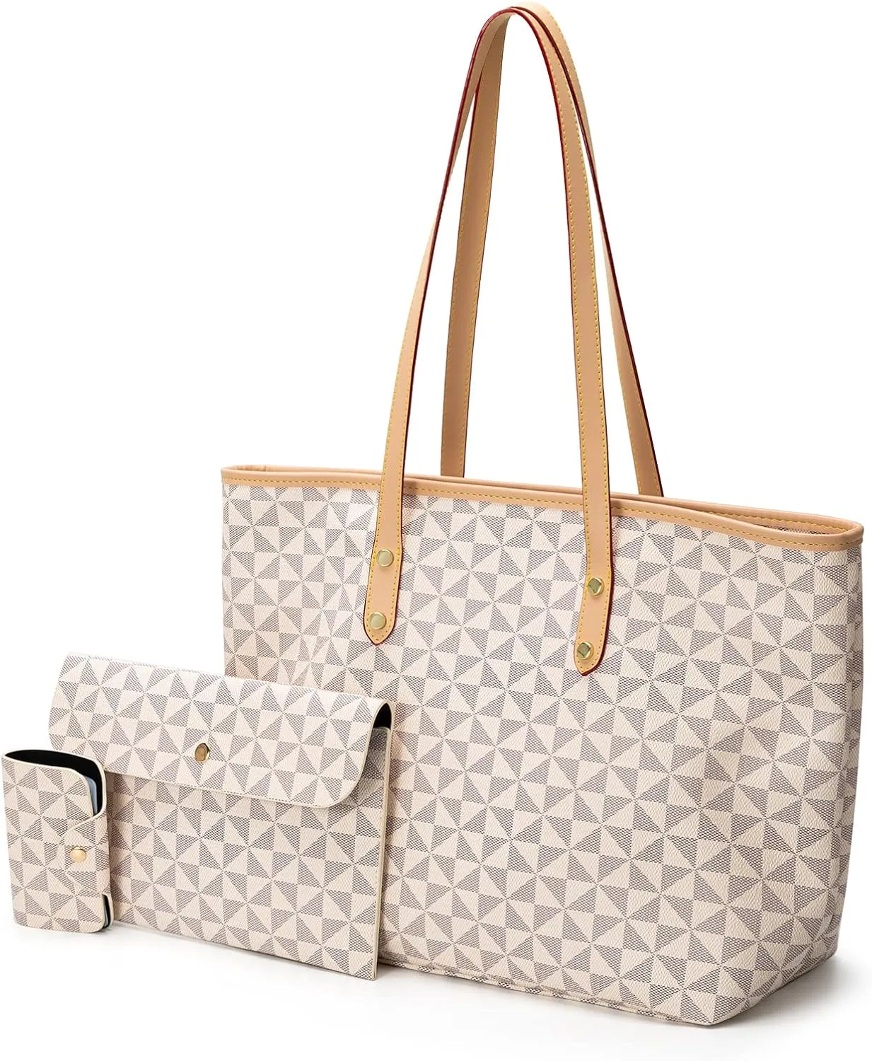 Ladies Handbag Large Capacity Shoulder Bag Soft Leather Three Piece Shopping Travel Tote Bag