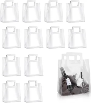 LANIAKEA 10PCS Clear Reusable PVC Gift Bags with Handles, Transparent for Party, Wedding Favor, Shopping (7 x 8 x 4 Inch)