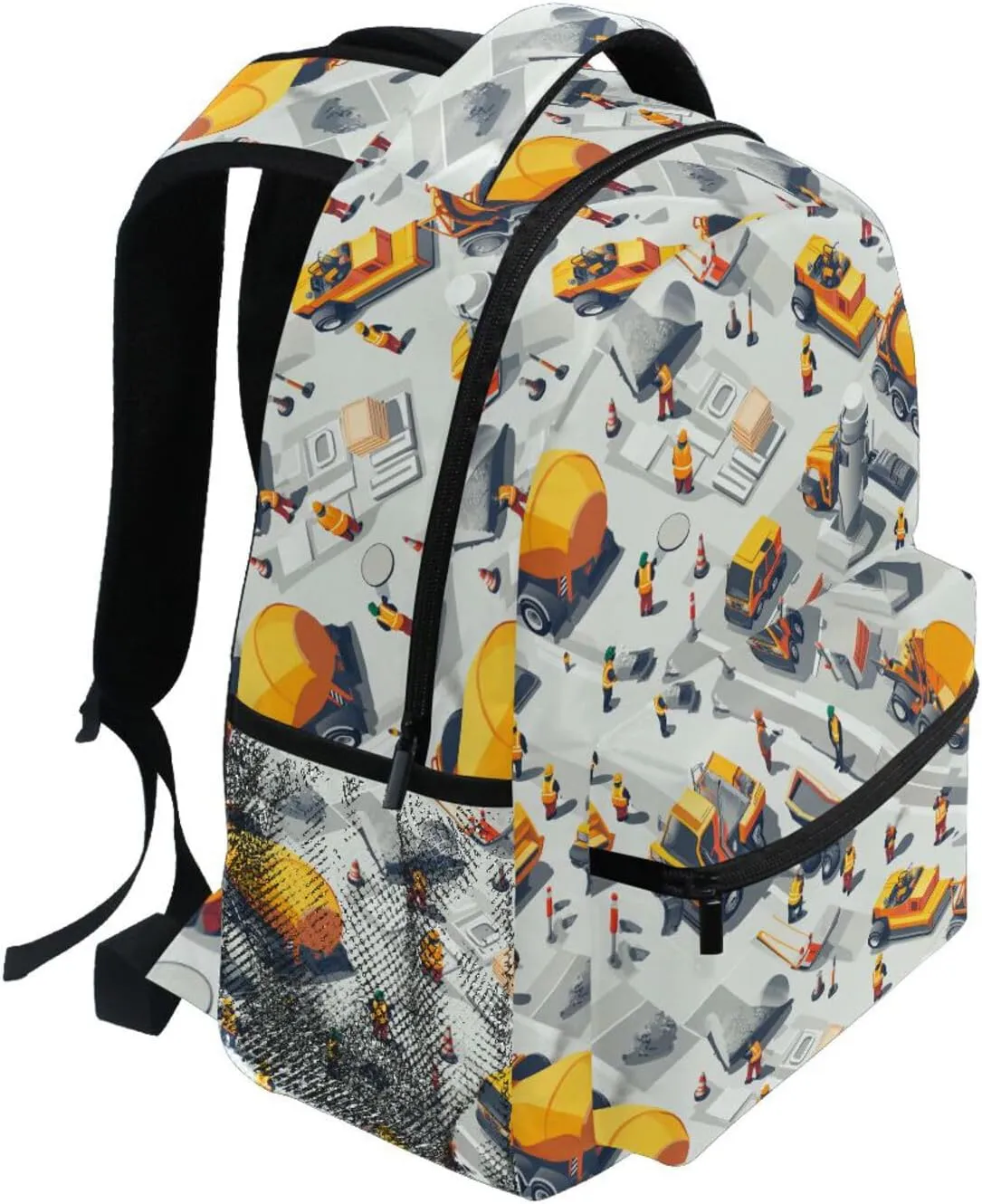 Laptop Backpack for Men and Women Waterproof Personal Backpack with Chest Strap for Business Work College Travel Trip Construction Scene Highway Construction Bulldozer