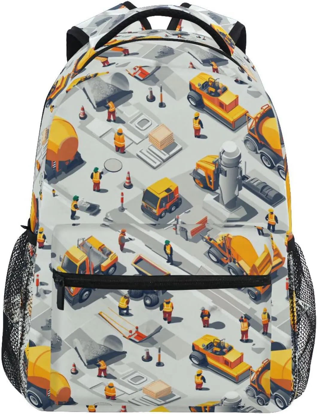 Laptop Backpack for Men and Women Waterproof Personal Backpack with Chest Strap for Business Work College Travel Trip Construction Scene Highway Construction Bulldozer