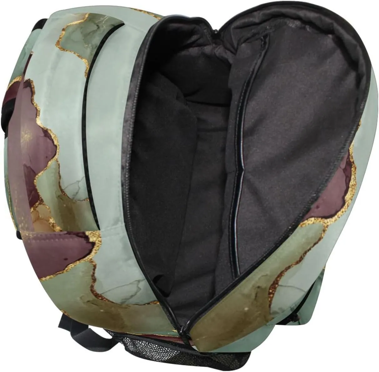 Laptop Backpack for Men Women Fashion School Book Bag with Chest Strap Gift Men & Women Marble Sage Green Burgundy