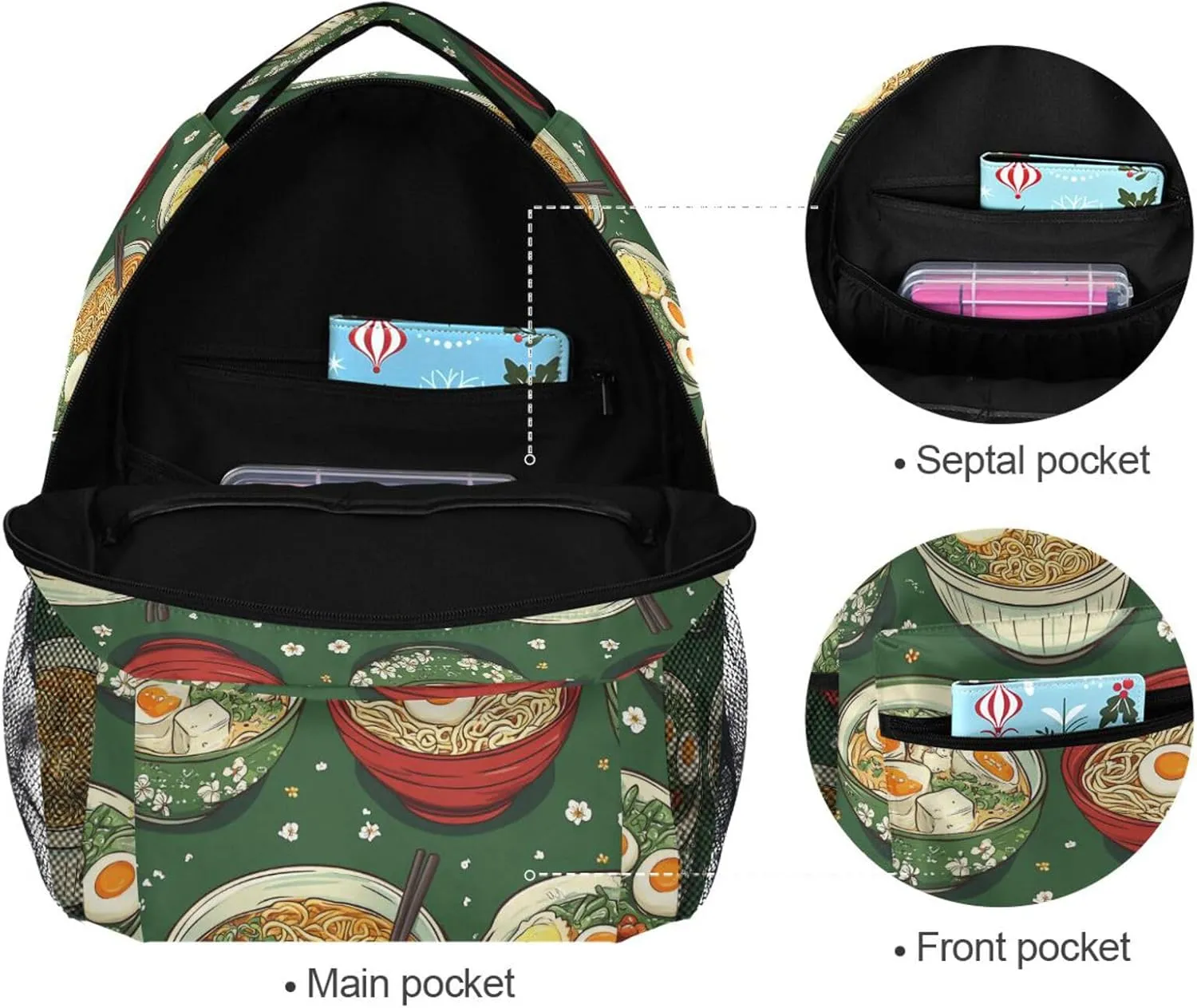 Laptop Backpack for Unisex Adult Fashion Laptop Bag with Chest Strap Gift Men & Women Instant Noodles Cute Style