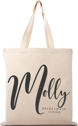 Lara Laser Works Single - Bridesmaid Proposal Gifts - Personalized Tote Bag for Women - Custom Cosmetic Bag for Girls w/Name - Wedding Bridal Party, Monogrammed Cosmetic Pouch - Natural Cotton