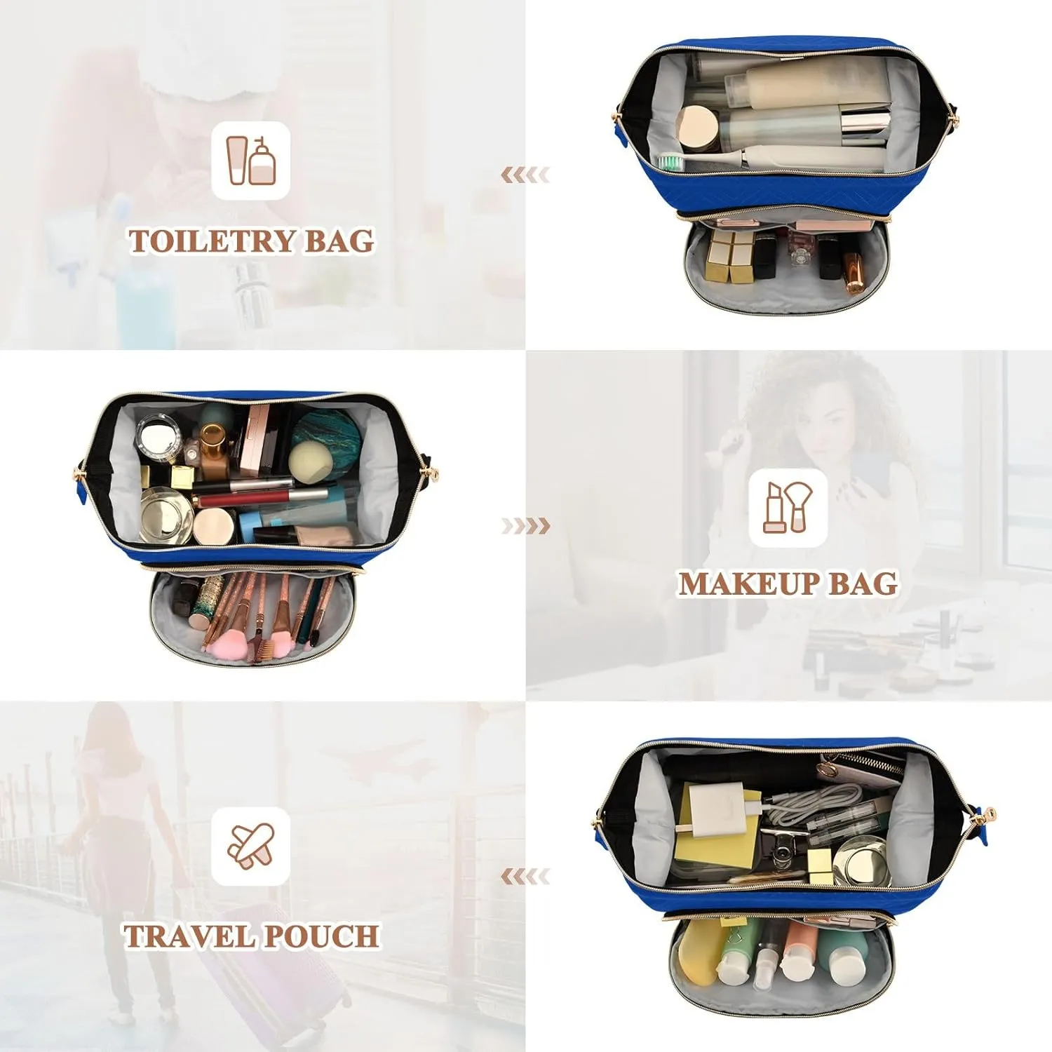 Large Capacity Cosmetic Bag Haiti Flag Wide-open Pouch Purse with 9-Piece Accessory Set, Toiletry Makeup Bags for Traveling Women