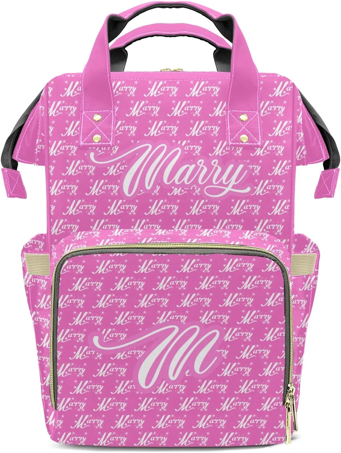 Large Capacity Custom Diaper Bag with Name, Multifunction Personalized Diaper Bag Backpack for Baby Girl Boy, Fashion Shoulder Bag Waterproof Casual Daypack Travel Backpack for Mom