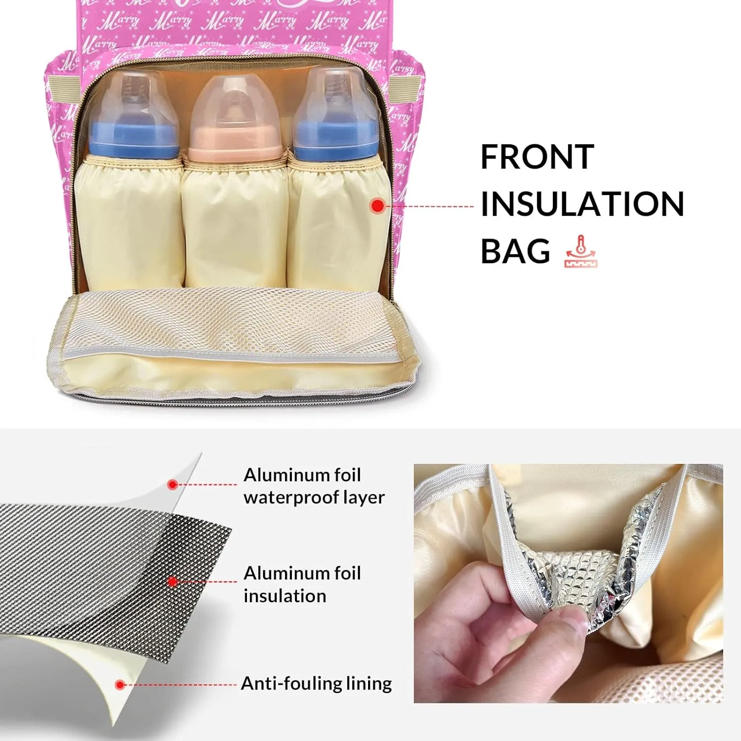 Large Capacity Custom Diaper Bag with Name, Multifunction Personalized Diaper Bag Backpack for Baby Girl Boy, Fashion Shoulder Bag Waterproof Casual Daypack Travel Backpack for Mom