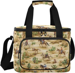 Large Lunch Bag Desert Horse Cactus Pattern Insulated Cooler Box For Women Men Picnic Camping Beach Handbag 24-Can (18L)