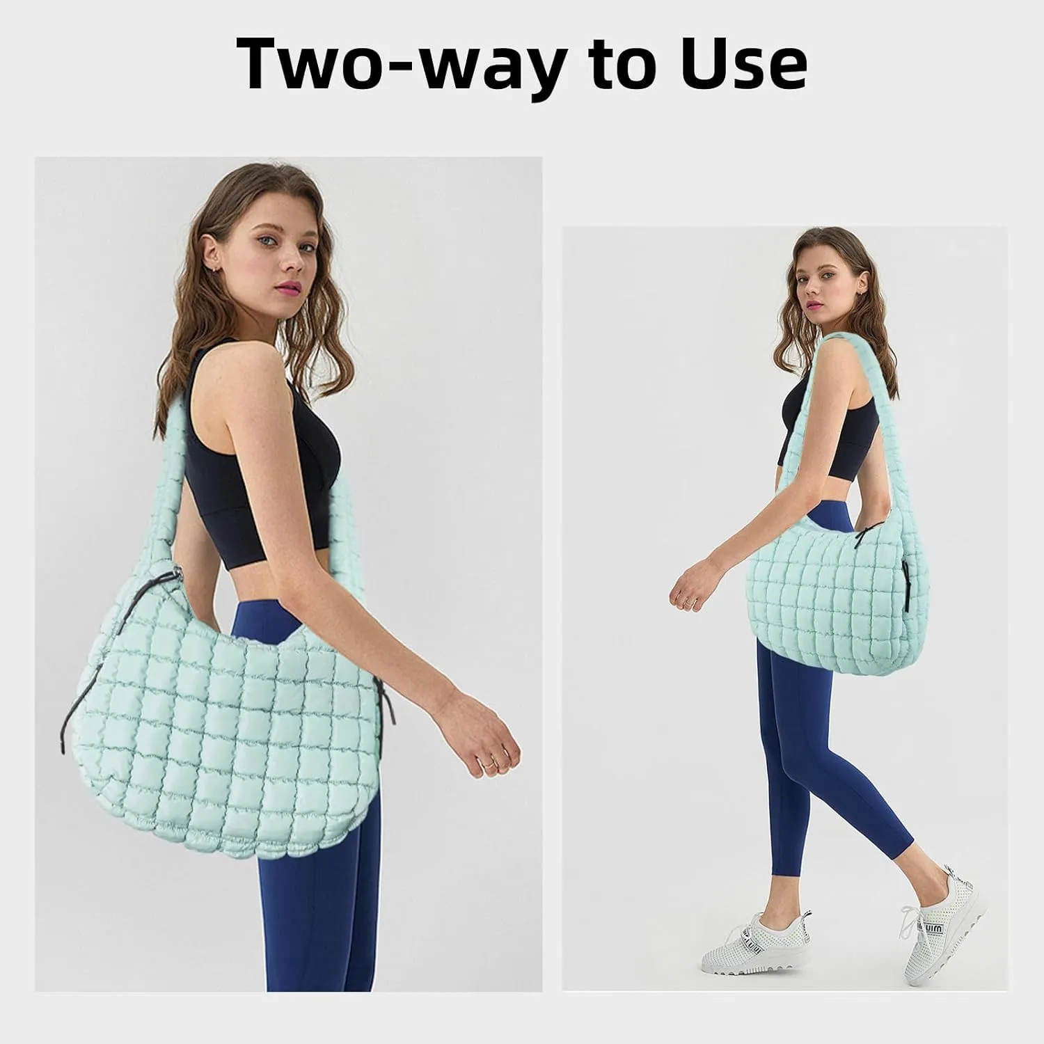 Large Quilted Tote Bag Crossbody Puffer Tote Bags for Women Quilted Hobo Bags Carryall Shoulder Bubble Bag