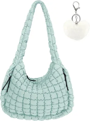 Large Quilted Tote Bag Crossbody Puffer Tote Bags for Women Quilted Hobo Bags Carryall Shoulder Bubble Bag