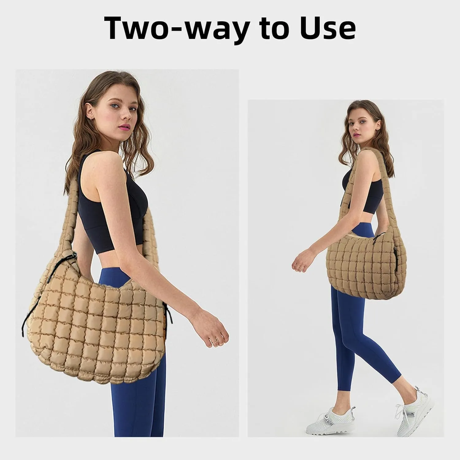 Large Quilted Tote Bag Crossbody Puffer Tote Bags for Women Quilted Hobo Bags Carryall Shoulder Bubble Bag