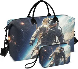Large Travel Duffel Bag Sports Tote Gym Bag Overnight Weekender Bags Astronaut 15 Carry On Luggage with Toiletry Bags