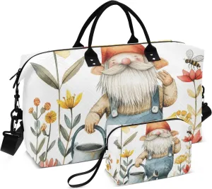 Large Travel Duffel Bag Sports Tote Gym Bag Overnight Weekender Bags Gnome Dwarf Garden Carry On Luggage with Toiletry Bags