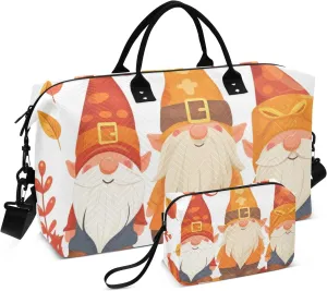 Large Travel Duffel Bag Sports Tote Gym Bag Overnight Weekender Bags Gnome Fall Dwarf Carry On Luggage with Toiletry Bags
