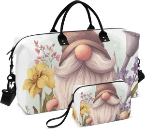 Large Travel Duffel Bag Sports Tote Gym Bag Overnight Weekender Bags Retro Gnome Dwarf Carry On Luggage with Toiletry Bags