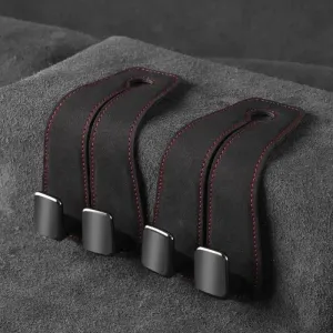 Leather Back Seat Organizer - Double Hook Car Storage System