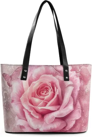 Leather Tote Bag Crossbody Bags for Women Fashion Top Handle Handbag Delicate Peach Butterfly Ladies Shoulder Bags Casual Beach Bag Gym Bages Ladies Purses for Shopping Work Travel