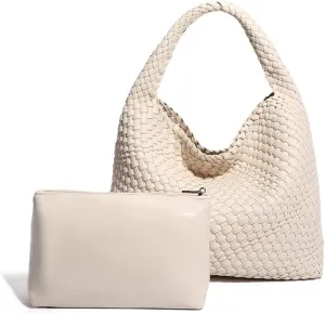 Leather Weave Purses For Women Fashion Shoulder Hobo Bags Woven Tote Handbag Top Handle Bucket Bags