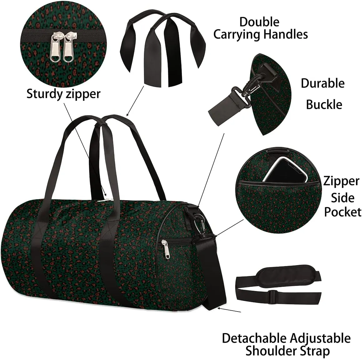 Leopard Pattern Indigo Gym Bag Small Gym Duffel Bags for Men Women Overnight Weekender Bag Lightweight Sport Duffle Bag Carry On Gymbag