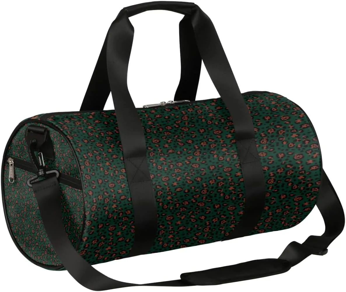 Leopard Pattern Indigo Gym Bag Small Gym Duffel Bags for Men Women Overnight Weekender Bag Lightweight Sport Duffle Bag Carry On Gymbag