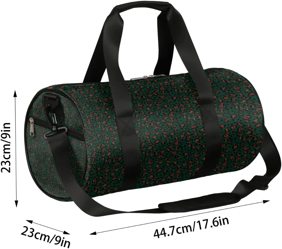 Leopard Pattern Indigo Gym Bag Small Gym Duffel Bags for Men Women Overnight Weekender Bag Lightweight Sport Duffle Bag Carry On Gymbag