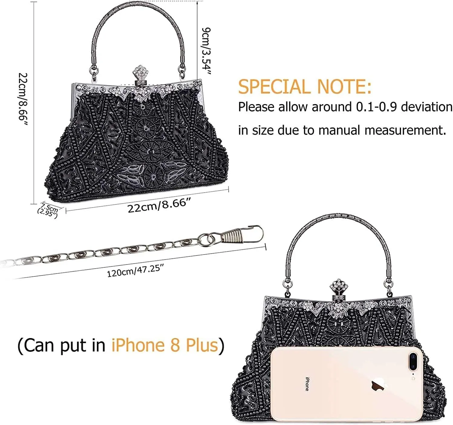 LIFEWISH 1920s Evening bags Unique Sequin Beaded Clutch Purses for Cocktail Wedding Party Prom