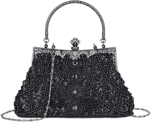 LIFEWISH 1920s Evening bags Unique Sequin Beaded Clutch Purses for Cocktail Wedding Party Prom