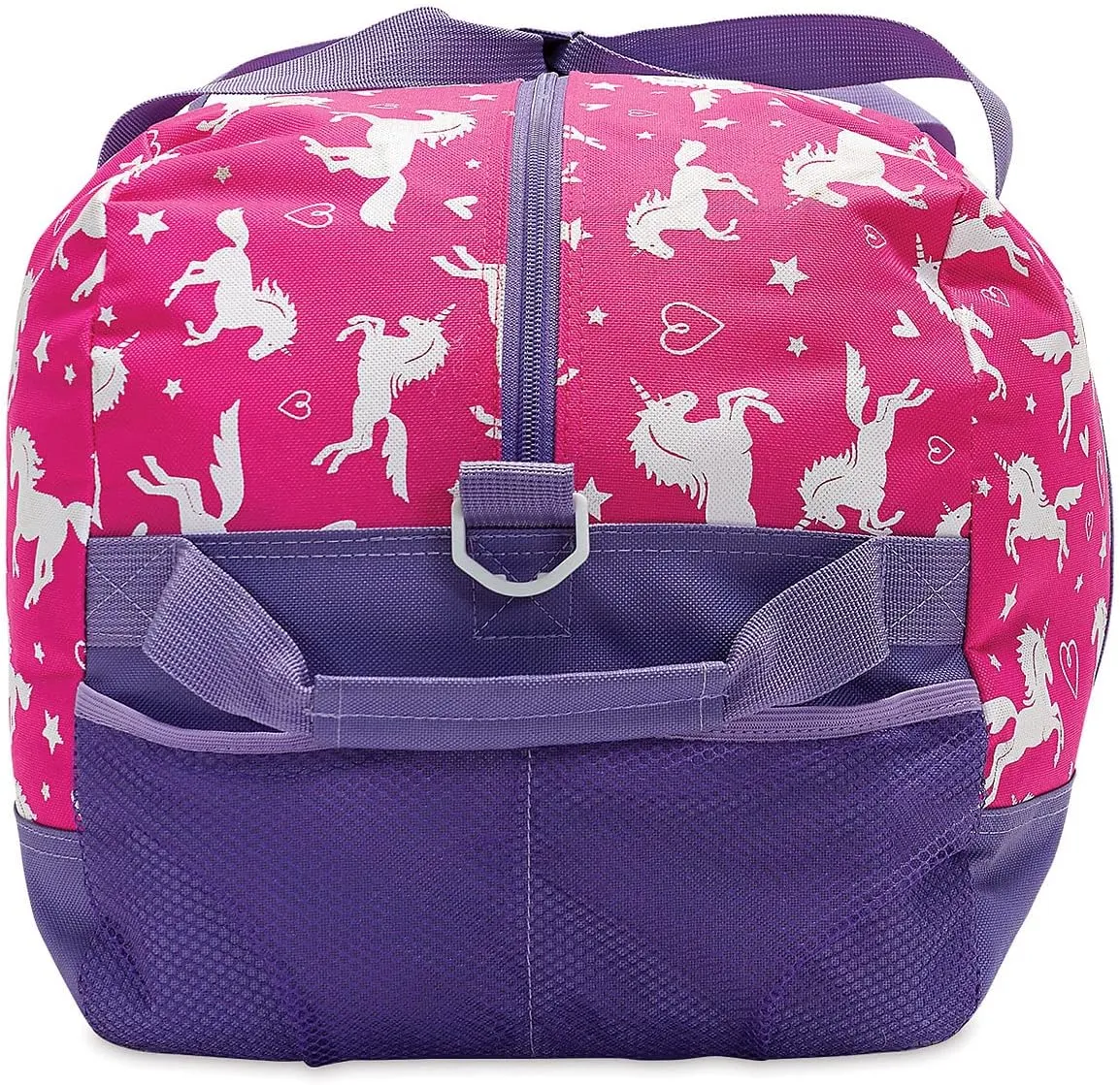 Lillian Vernon Personalized Duffel Bag for Kids, Roomy Pink Unicorn Weekender With Front & Side Compartment, Customizable Girls Sports & Travel Bags With Custom Name, 11" x 12" x 23"