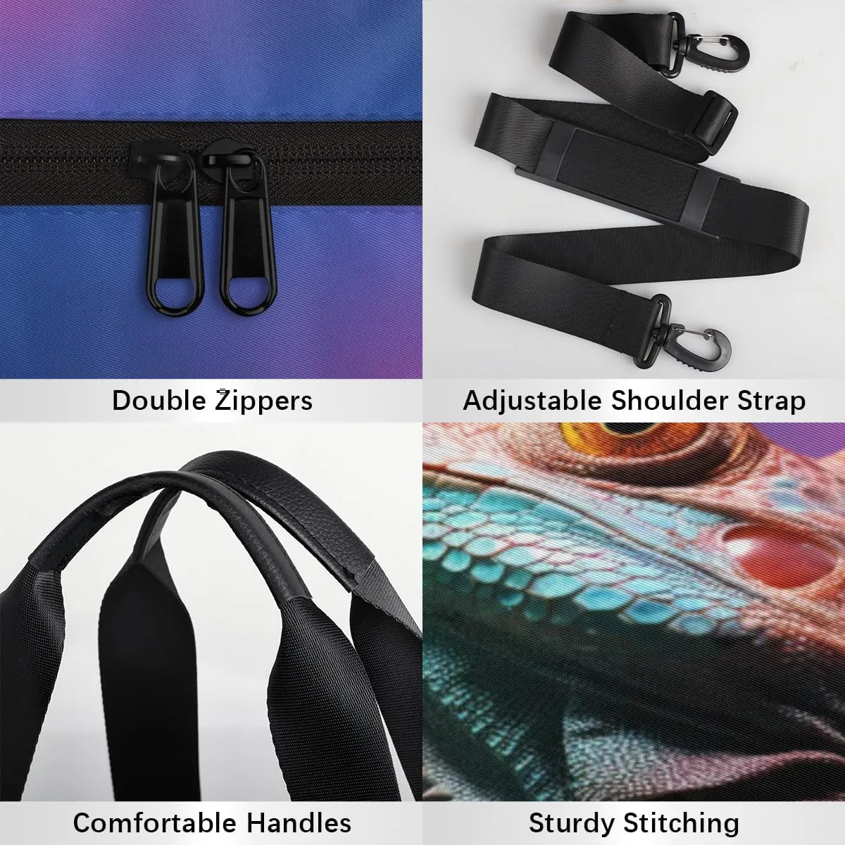 Lizard Printing Personalized Dance Bags, Lizard Printing Custom Sport Duffel Bag Travel Duffle Bag Overnight Weekender Bag