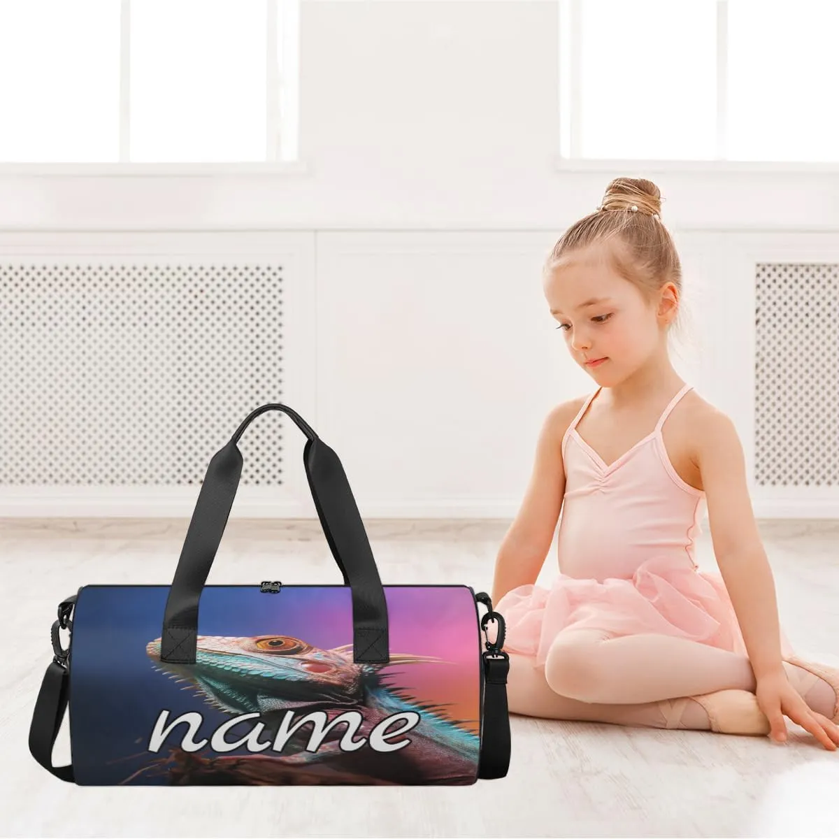 Lizard Printing Personalized Dance Bags, Lizard Printing Custom Sport Duffel Bag Travel Duffle Bag Overnight Weekender Bag
