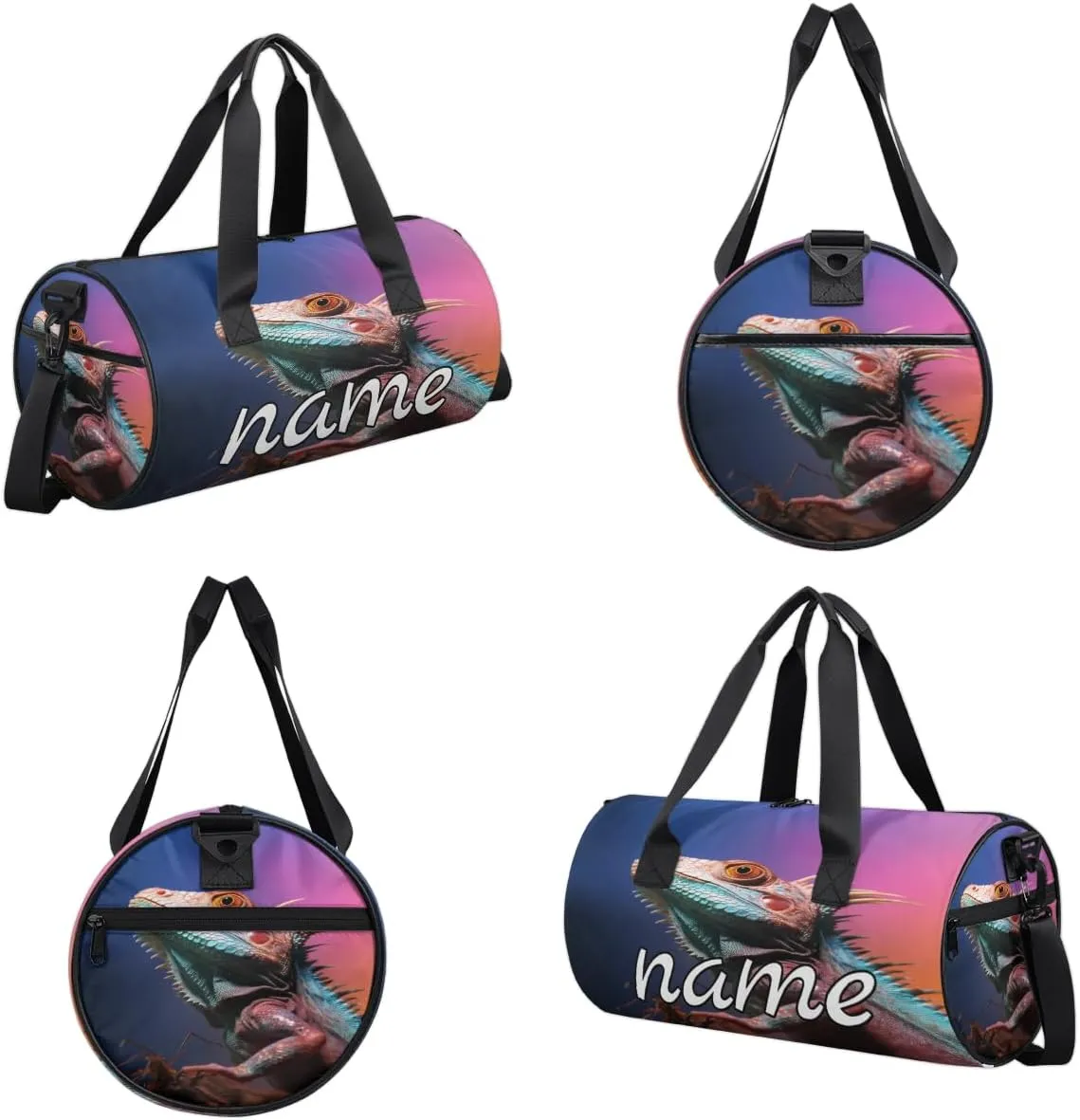Lizard Printing Personalized Dance Bags, Lizard Printing Custom Sport Duffel Bag Travel Duffle Bag Overnight Weekender Bag