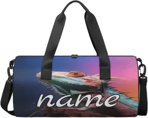 Lizard Printing Personalized Dance Bags, Lizard Printing Custom Sport Duffel Bag Travel Duffle Bag Overnight Weekender Bag