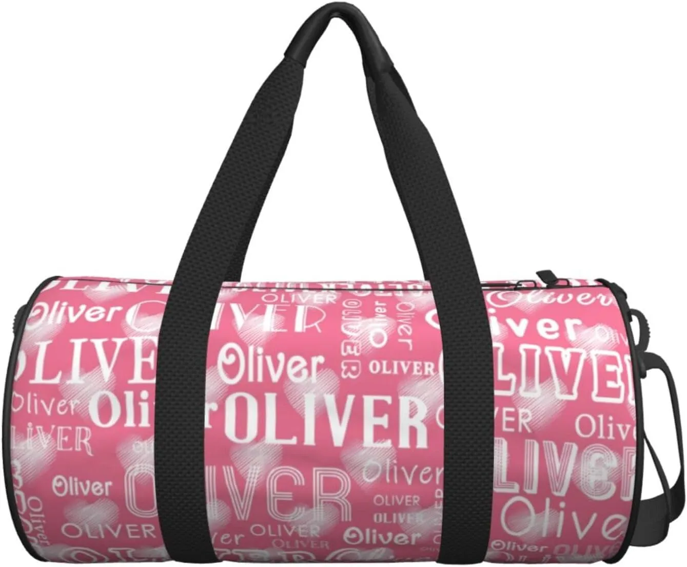 Love Peach Pink Personalized Duffle Bag for Women Men Custom Sports Gym Dance Bag with Name Customize Cheer Bags for Travel Yoga Ballet Cheerleader Overnight Weekender Handbag