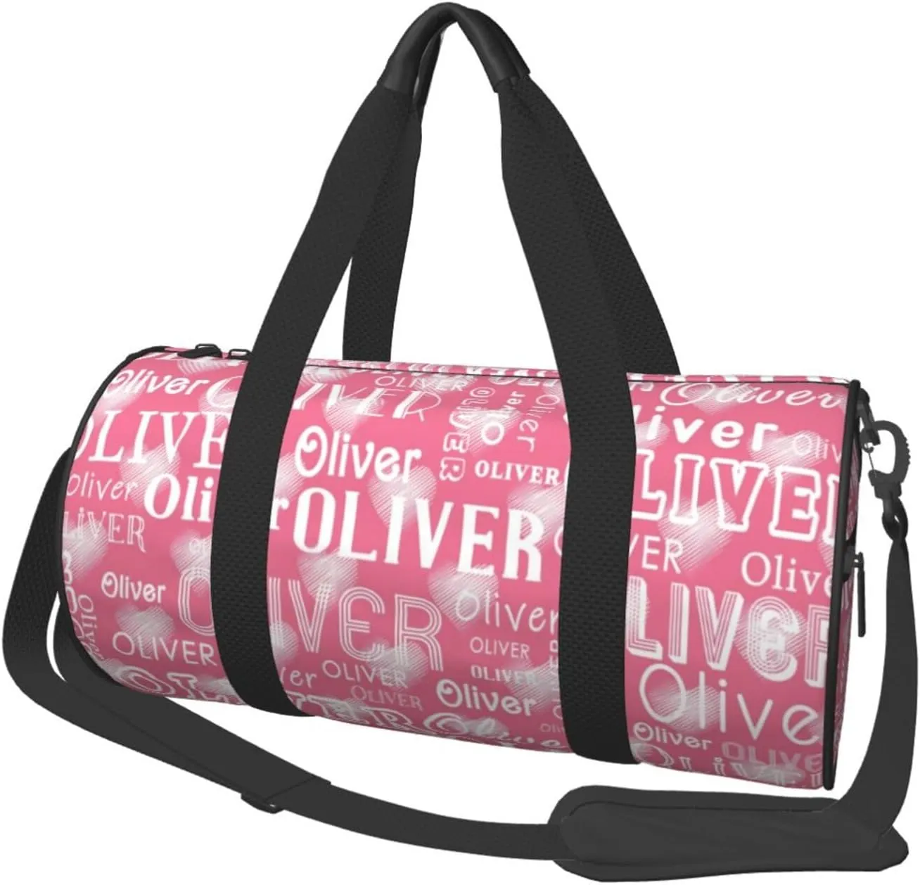 Love Peach Pink Personalized Duffle Bag for Women Men Custom Sports Gym Dance Bag with Name Customize Cheer Bags for Travel Yoga Ballet Cheerleader Overnight Weekender Handbag