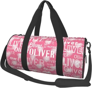 Love Peach Pink Personalized Duffle Bag for Women Men Custom Sports Gym Dance Bag with Name Customize Cheer Bags for Travel Yoga Ballet Cheerleader Overnight Weekender Handbag