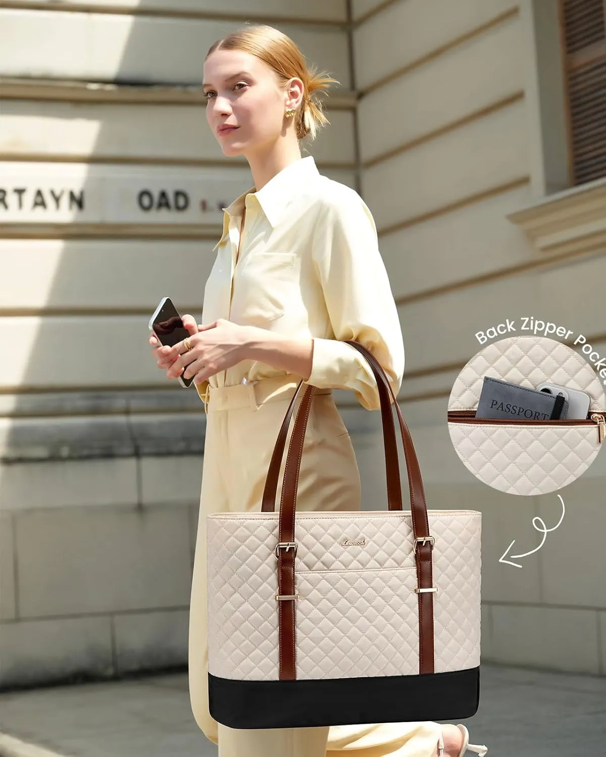 LOVEVOOK Laptop Bag for Women, 17.3 Inch Work Tote Computer Bag With Large Cup Holder, Lightweight Large Laptop Briefcase for Travel, Bussiness, Teacher