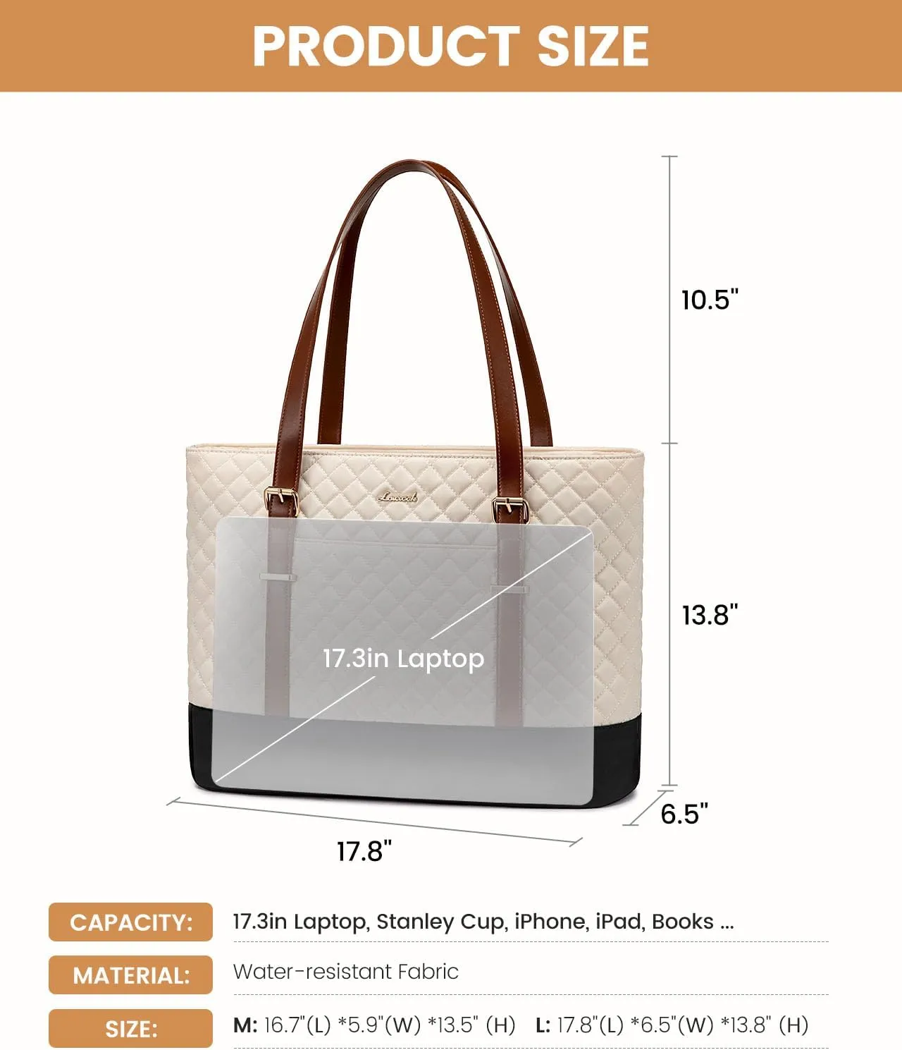 LOVEVOOK Laptop Bag for Women, 17.3 Inch Work Tote Computer Bag With Large Cup Holder, Lightweight Large Laptop Briefcase for Travel, Bussiness, Teacher
