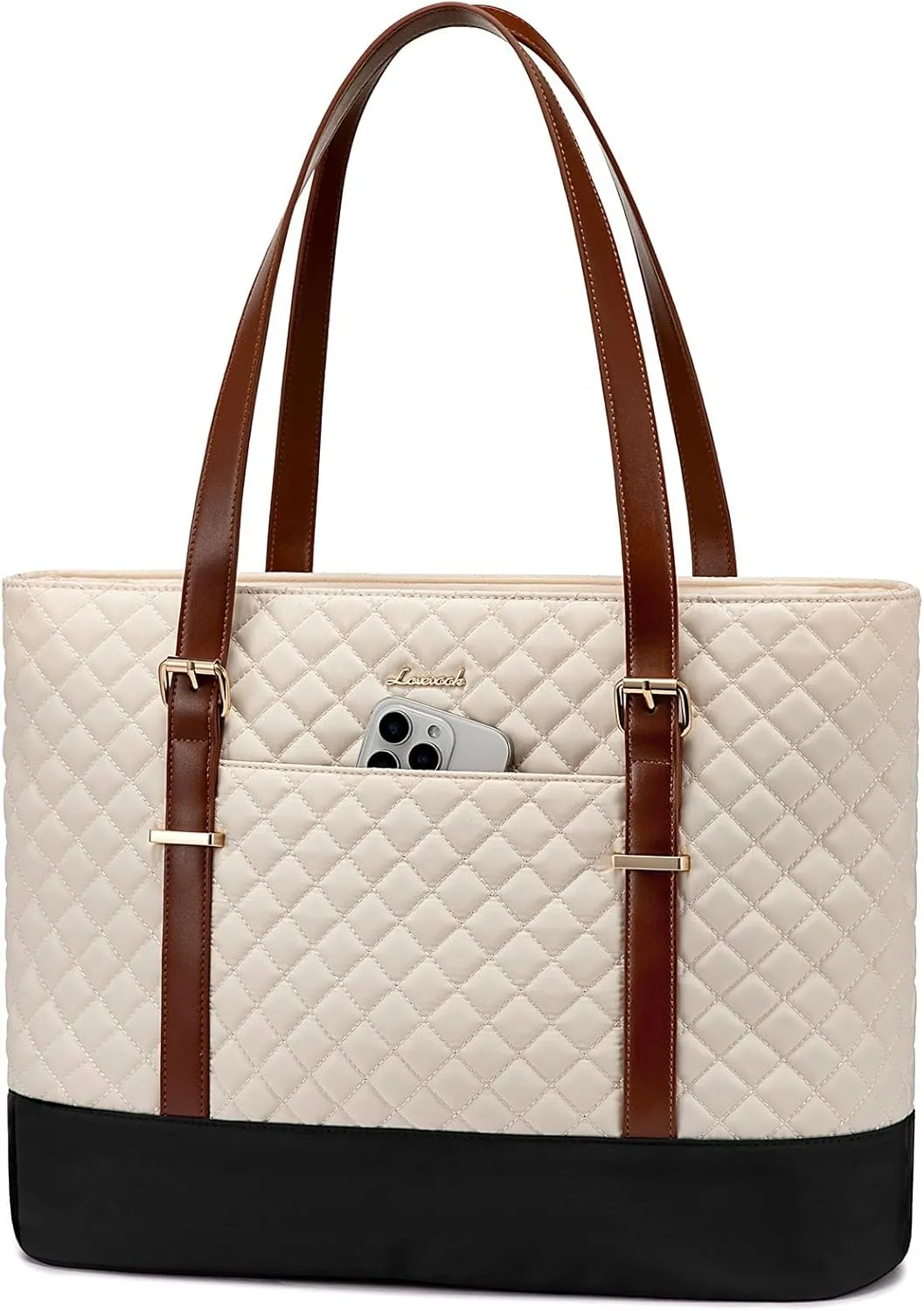 LOVEVOOK Laptop Bag for Women, 17.3 Inch Work Tote Computer Bag With Large Cup Holder, Lightweight Large Laptop Briefcase for Travel, Bussiness, Teacher