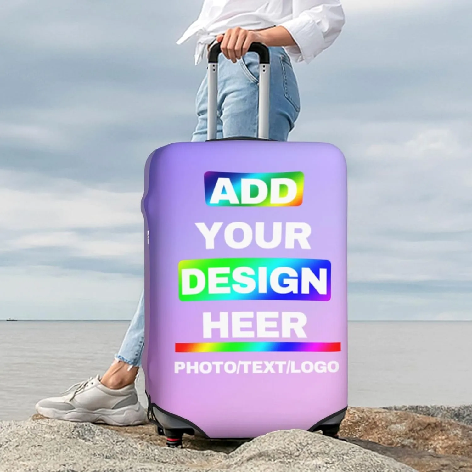 Luggage Covers Customizable Luggage Cover with Double-Sided Printing Customized Washable Travel Suitcase Cover Personalized Suitcase Covers For Luggage