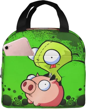 Lunch Bags Invader Anime Zim Insulated Lunch Tote Reusable Portable Lunch Box for Outdoor Office Picnic 8.5 X 8 X 5 in