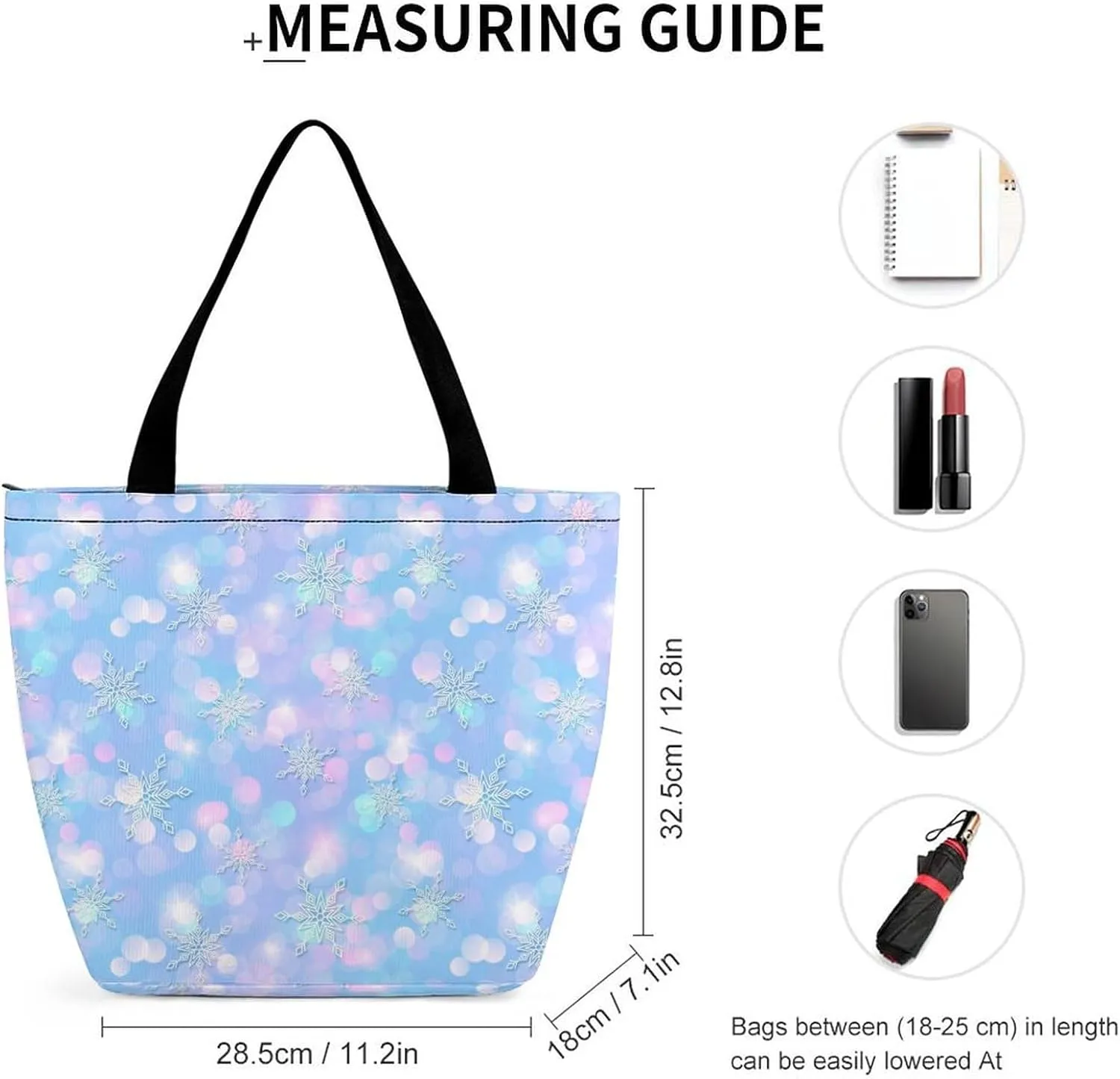 Magic Winter Pattern Cute Snowflakes Tote Bags Handbags for Women Fashion Shoulder Bags Shoulder Handbag.
