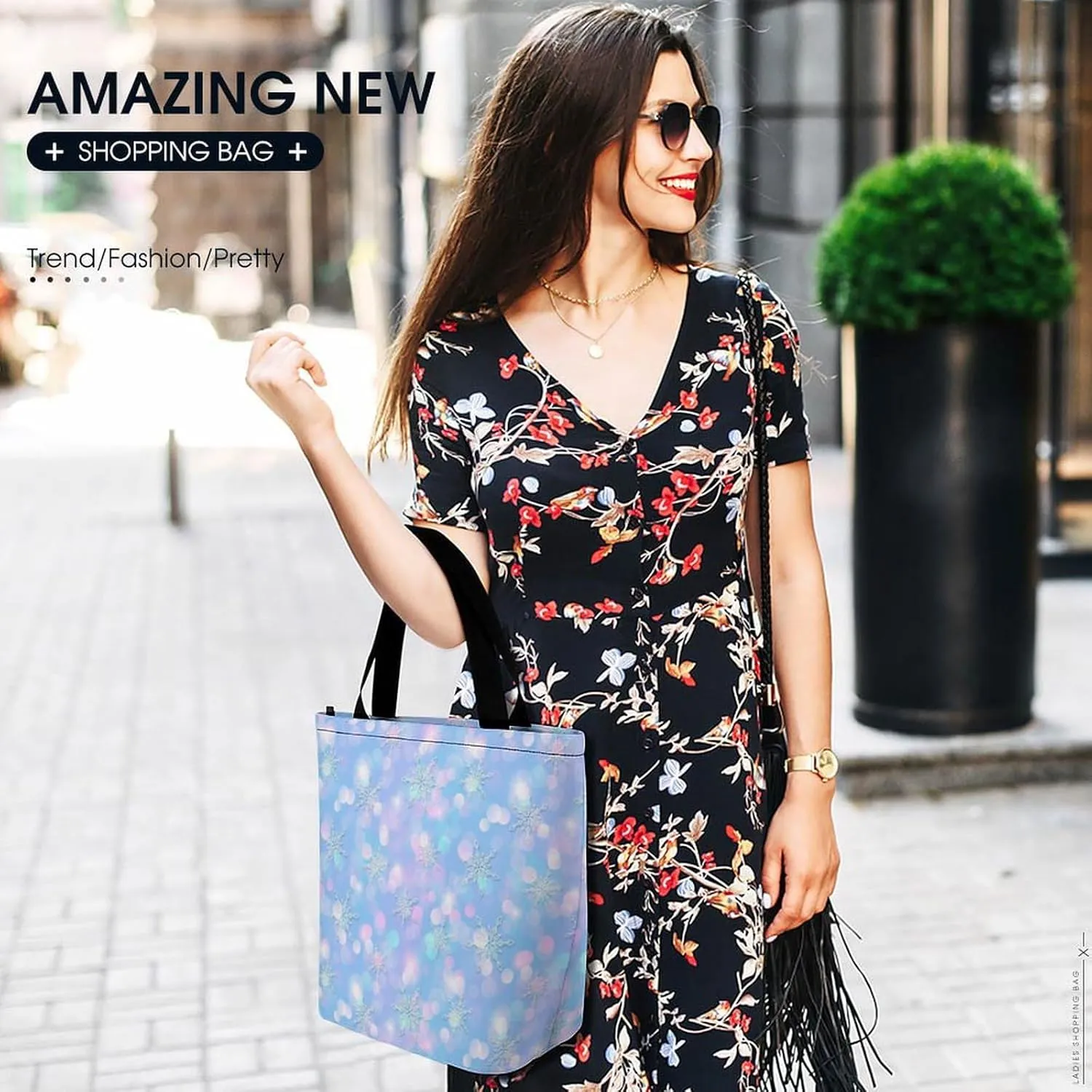 Magic Winter Pattern Cute Snowflakes Tote Bags Handbags for Women Fashion Shoulder Bags Shoulder Handbag.