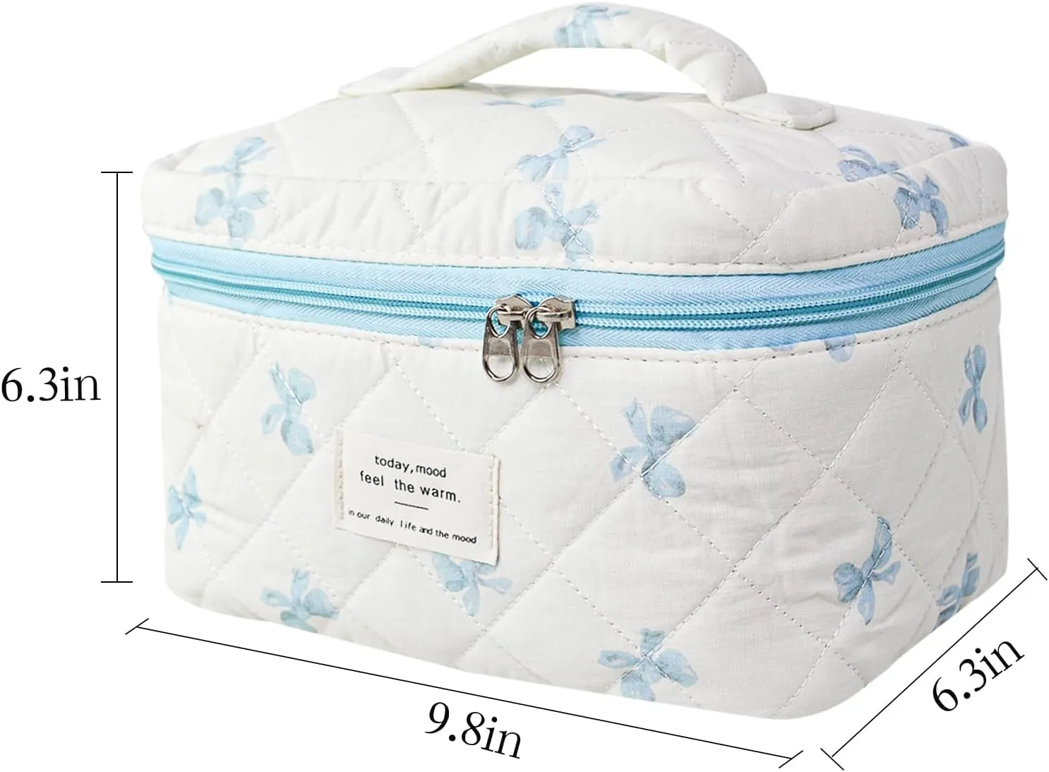 Makeup Bag, Quilted Bow Cosmetic Bag, Large Travel Aesthetic Make up Bag, Cute Coquette Toiletry Bag for Women Girls