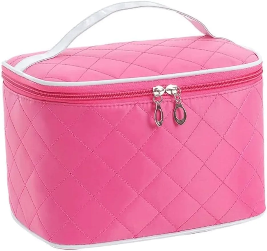 Makeup Bags Portable Travel Cosmetic Bag Waterproof Organizer Multifunction Case with Gold Zipper Marble Toiletry Bags for Women(Pink)