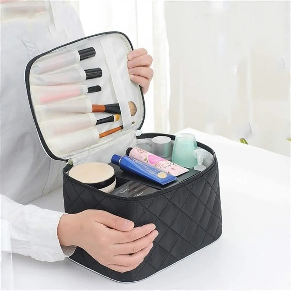 Makeup Bags Portable Travel Cosmetic Bag Waterproof Organizer Multifunction Case with Gold Zipper Marble Toiletry Bags for Women(Pink)