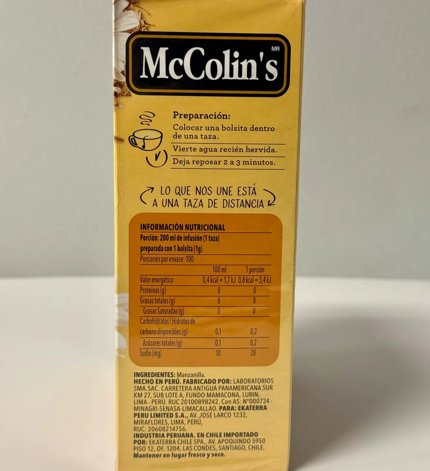 Manzanilla (McColin's) 100 Bolsitas Filtrantes
