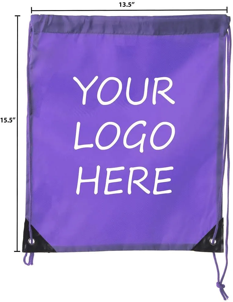 Mato & Hash Custom Bags With Your Logo | Promotional Drawstring Backpack - 100PK Purple CE2500