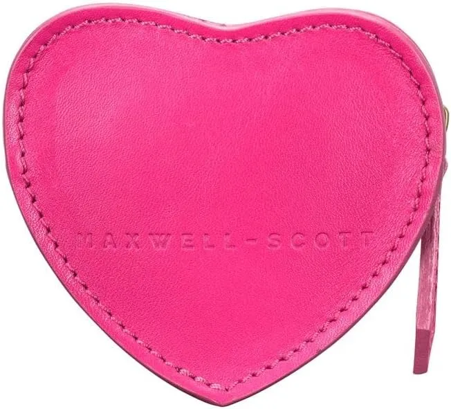 Maxwell Scott - Womens Luxury Soft Leather Small Heart-Shaped Coin Wallet Purse - Handmade - The Mirabella Nappa - Hot Pink